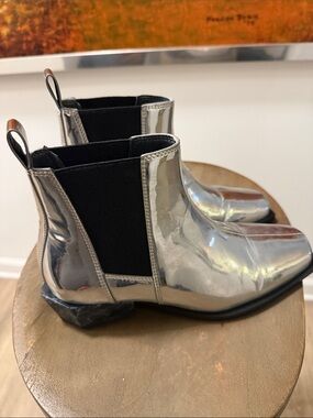 United Nude Reflective Silver Chelsea Booties